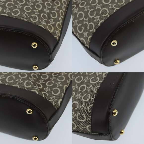CELINE C Macadam Canvas Hand Bag Brown Gold - Picture 10 of 12